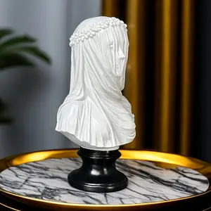 1Pc Veiled Girl Decoration, Resin Gothic Statue Art Craft, Ornament for Bookshelf, Living Room, Office Cabinet, Desktop & Entrance Decor, Ideal for Valentine's Day