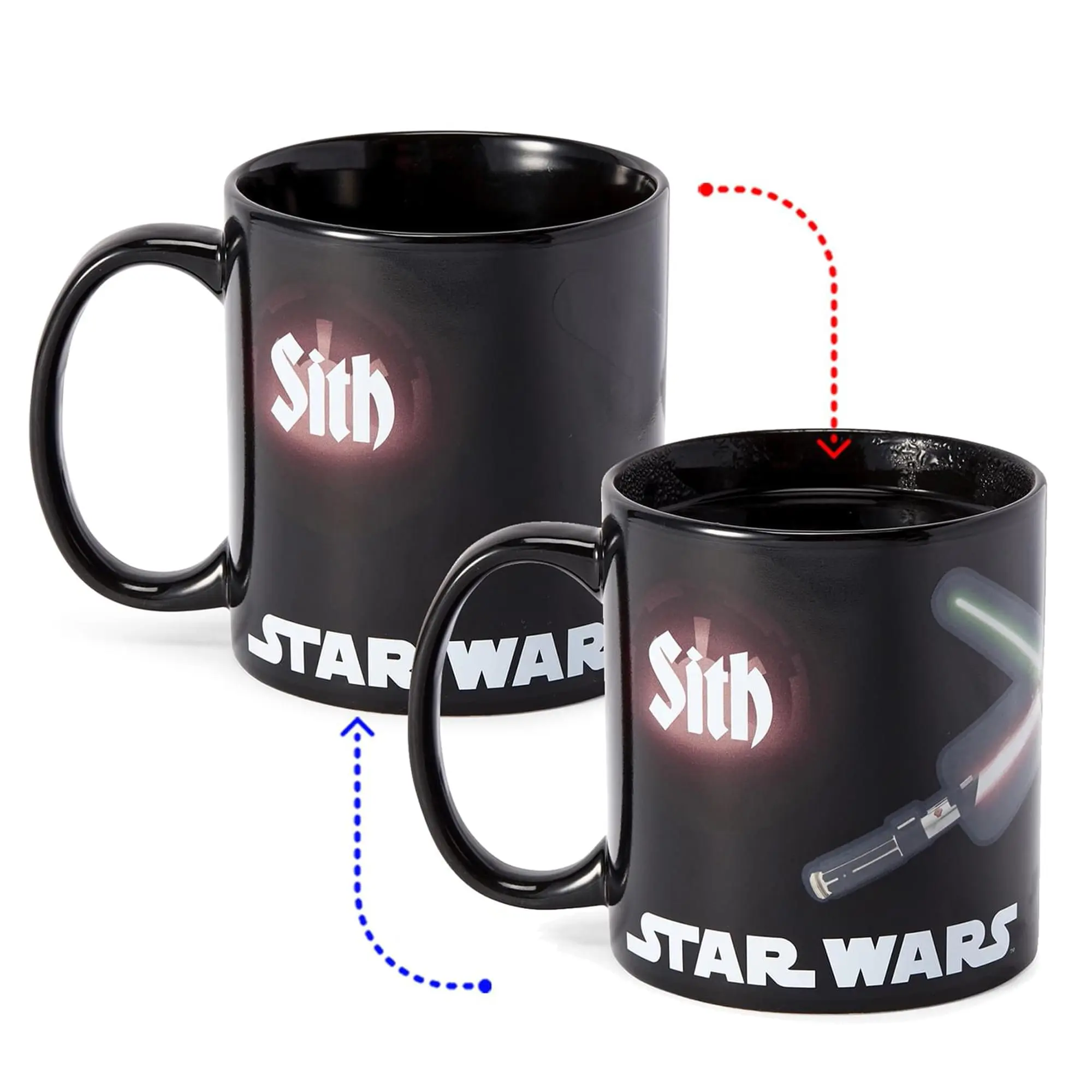 Star Wars Jedi-Sith Clash Stylish 20oz Heat-Reveal Ceramic Coffee Cup, Collectible Drinkware for Entertainment Enthusiasts