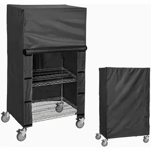 Shelf Cover for Wire Shelving Rack, 30" W x 14" D x 62" H, Heavy-Duty Shelving Cover, Roll-Up Door with Nylon Buckle Straps,  Storage Protector for Garage Pantry (Black, No Shelves)