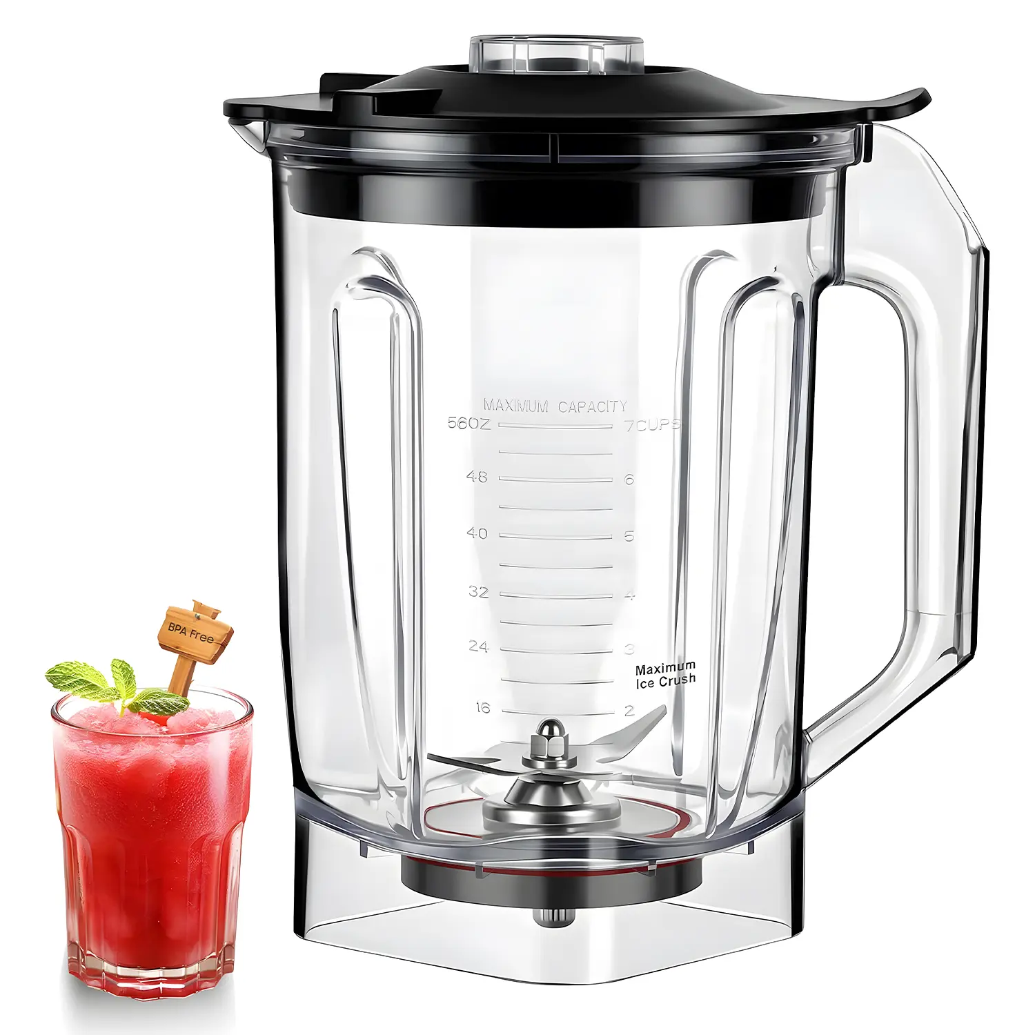 56oz Low-Profile Blending Jug for Vitamix Blenders, BPA-Free, Laser-Cut Stainless Steel Blades, Fits Under Most Kitchen Cabinets (Ideal for Vitamix Users)