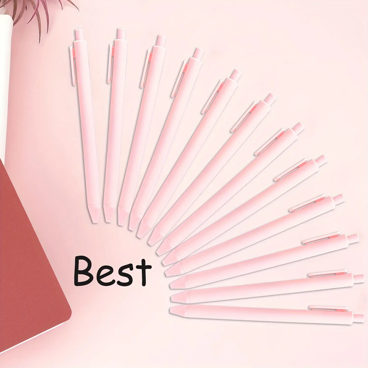 12/24pcs pink retractable ballpoint pen, suitable for gifts, medium black for office use, suitable for school supplies, lucky pen, pen that writes smoothly, Ballpoint Pen Set, Ballpen Set, Stationery Office Supplies