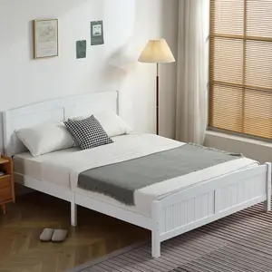 summervibes Wood Bedframe Bed Frame with Headboard Bedroom Platform Bed with Footboard, 12 Wood Slat Support, No Box Spring Needed
