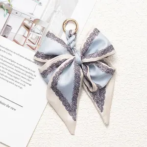 Vintage Print Satin Bow Bag Charms