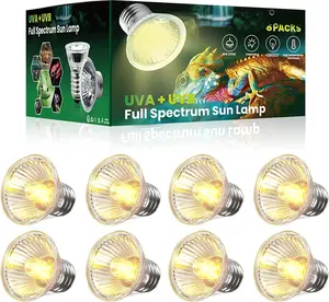 8Pack Heat Lamp Bulbs, 50W Reptile Heat Bulb, UVA UVB Reptile Light Bulb, E26 Dimmable Full  Sun Lamp Turtle Heat Lamp Bulb for Bearded Dragon, Chicks, Lizard, Snake, Puppies
