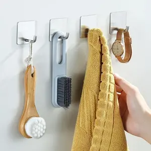 Strong adhesive hooks, no need for drilling, easy to install, suitable for bathrooms and kitchens - very suitable for hanging items such as towels and coats, with wide applications, Bathroom Organizing Accessories