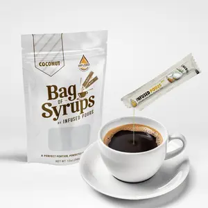 Single Serving Coconut Syrup Packets for Coffee and Cocktails - 6mL Each, 30 Count - Bag of Syrups by Infused Pours