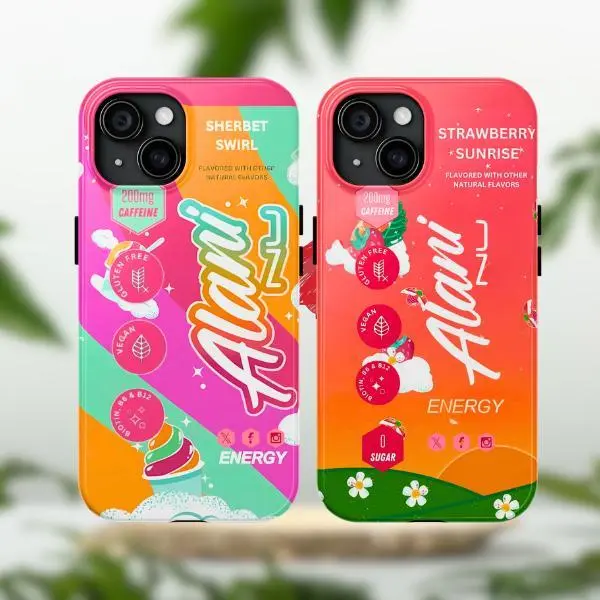 Alani Nu Strawberry Sunrise Energy Drink Collection Tough Phone Case,Suitable for iPhone 17/16/15/14/13/12/11 Pro Max/Plusand Samsung Galaxy S23-25, Rubber, Accessories Smartphone Protection
