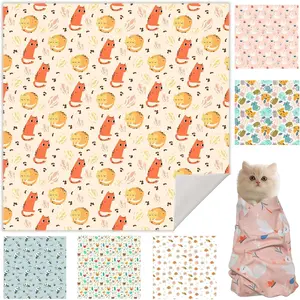 27.6" Cat Grooming Wrap, Cat Wrap for Cutting Nails, Self-Adherent Fabric Wrap for Cats, Cat Burrito Wrap Anti-Scratch, Anti-Escape, Multifunctional Swaddle Wrap Pet Tool (Orange Kitten, X Large)