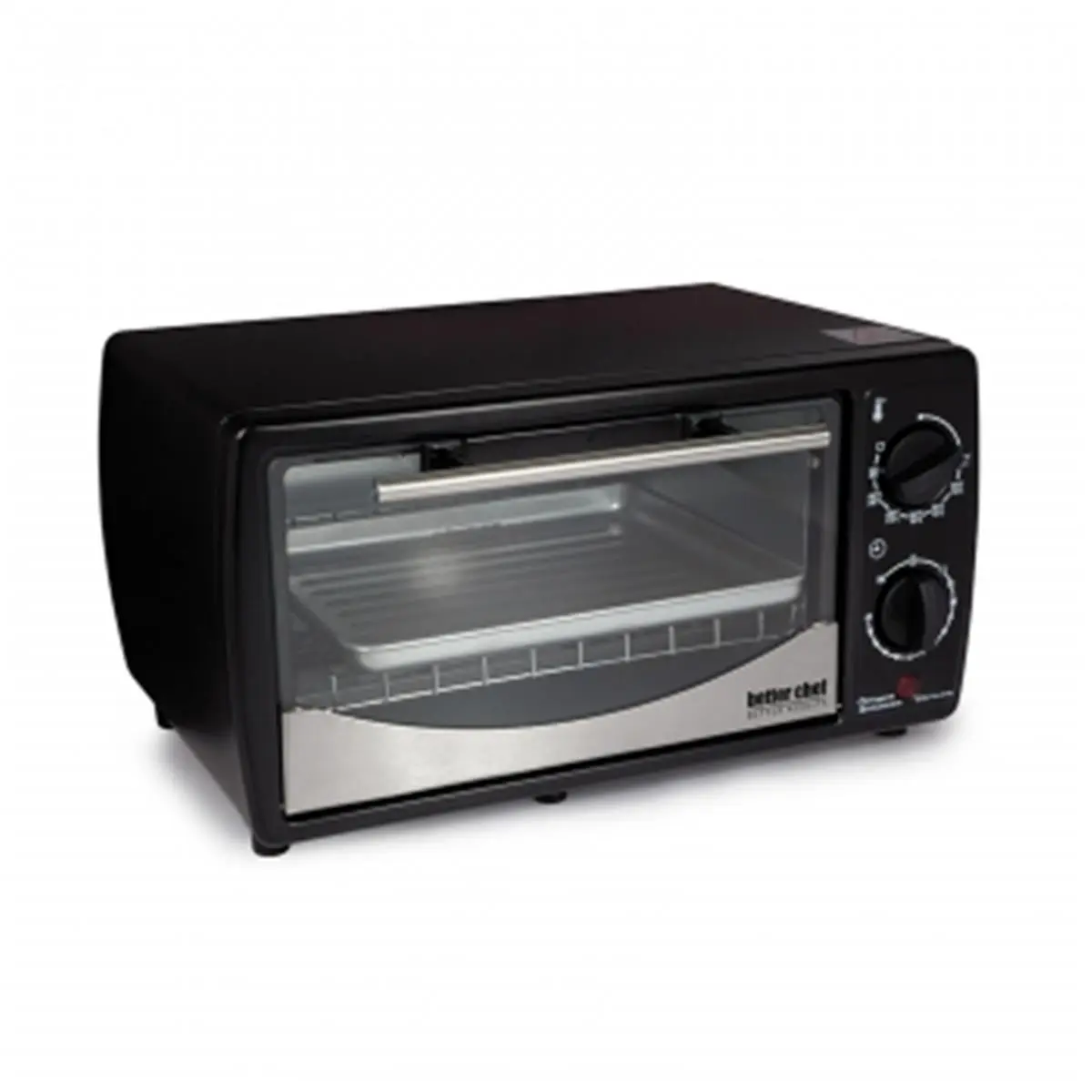 212 MAIN IM-256B 9L Toaster Oven Broiler - Household Kitchen Appliance with Stainless Steel Front, Black Exterior, High-Efficiency Quartz Heating Elements, Tempered Glass Door, Wire Rack, Tray Handle, Bell Signal, Bakes, Roasts, Timer