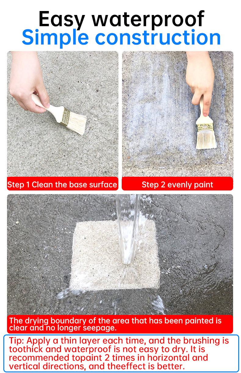 Transparent Waterproof Coating with Brush and Gloves Invisible Waterproof Sealant Clear Leak Repair Coating for Roof Wall Garden Kitchen Indoor Outdoor