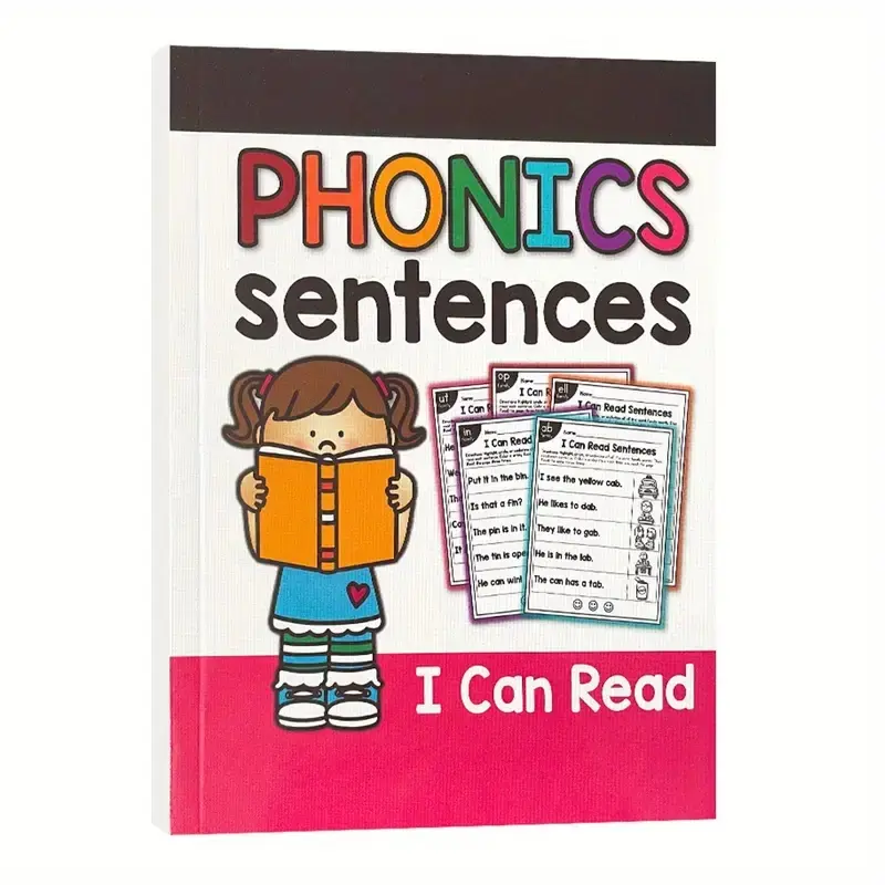 Learning Phonics Workbook for Kids, Sentence Building Practice with Cvc Words, Visual Word Activities, Prek-Grade 1 Home Education Tool, Learning Materials, Visual Learning Tools, Teaching Supplies