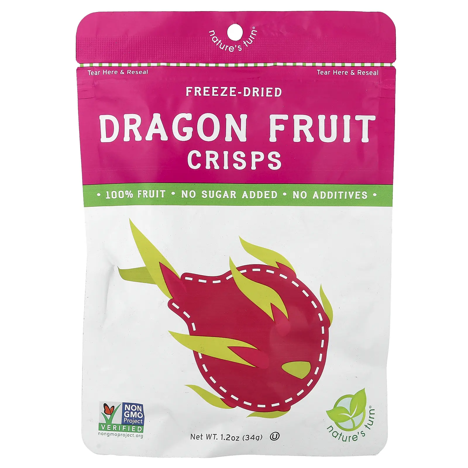 Nature's Turn Freeze-Dried Dragon Fruit Crisps, 1.2 oz (34 g)