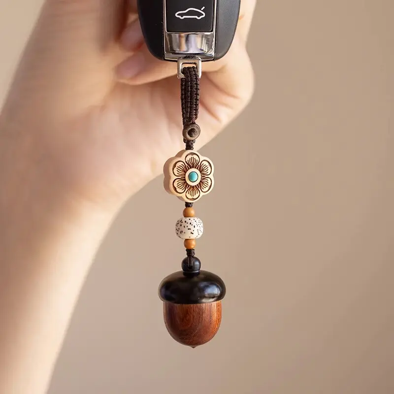 Rhomba WGF Wooden Acorn Keychain - Oak Fruit Key Ring, Elegant Daily Use Fashion Accessory, Durable Nature-Inspired Gift for Boys & Girls, Daily Use Keychain, Elegant Keychain