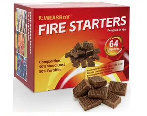 AWEASROY - Fire Starter Squares 64 - Fire Starters for Fireplace,Chimney,BBQ Grill,Camping Fire,Wood Stove - Water Resistant and Safe Odourless - Camping Accessories