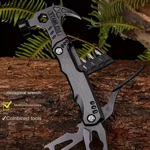 [Multi-tool Hammer for Camping] 14-in-1 Multi-function Claw Hammer - Stainless Steel Portable Folding Combination Pliers - Emergency Window Breaking Survival Hammer - Gifts for boyfriend - Father's day