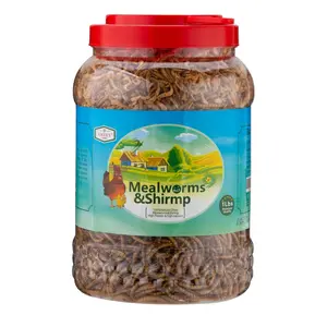 1LB Shrimp & Mealworms, 100% Non-GMO Dried Mealworms, High-Protein Meal Worm Treats for Your Chickens, Ducks, Wild Birds, Turtles, Hamsters, Fish,and Hedgehogs