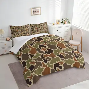 2/3Pcs Duck Camo Comforter Set, Hunting Camouflage Quilt Bedding Set, Soft Printed Comforter with Pillowcases, All-Season Duck Hunting Themed Bedding Set for Teens Adults, Perfect for Bedroom Decor, Duvet Set