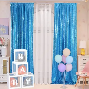 1pcs Sequin Background Curtain 2ft x 8ft – Art Deco Glitter Backdrop for Photography Studio, Birthday Wedding Baby Shower Decorations, Light Filtering Polyester Fabric with Rod Pocket