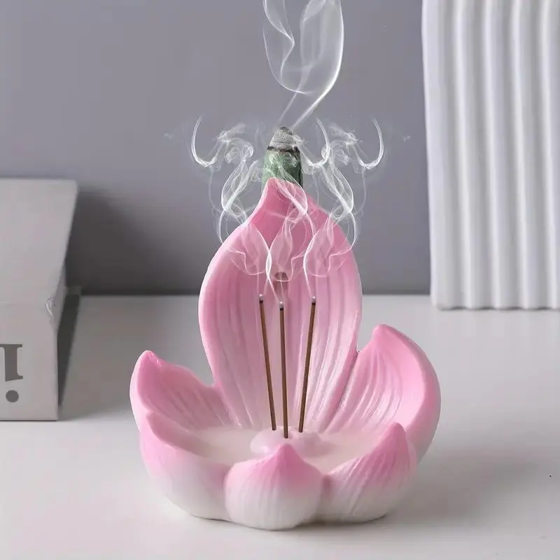 Resin Lotus Flower Incense Holder, Incense Dish, Lotus Design, Unscented Option, Lightweight, Perfect for Yoga & Meditation, Ideal Gift for Christmas, Halloween, Thanksgiving, Ramadan