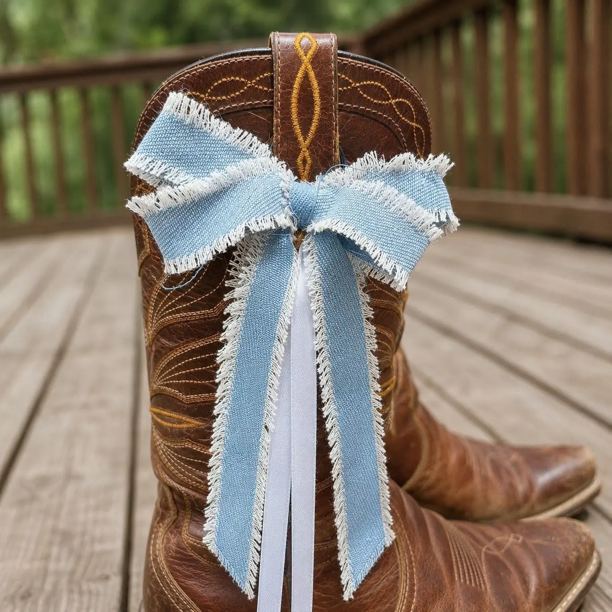 Denim Cowboy Boot Bow Set – Handmade Boot Bows & Charms