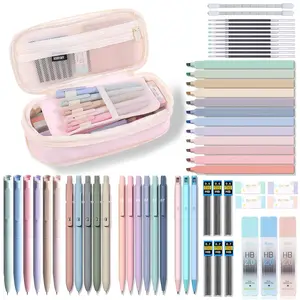 Aesthetic School Supplies Set, Including Highlighter & Gel Pen & Mechanical Pencil & Pencil Case & Accessories, Cute Stationery Set, Writing Utensils, Student Essentials