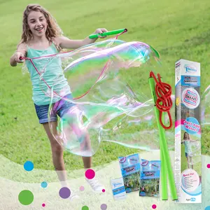 WOWmazing Giant Bubble Wands Kit: (4-Piece Set) | Incl. Wand, Big Bubble Concentrate and Tips & Trick Booklet | Outdoor Toy for Kids: Made in the USA