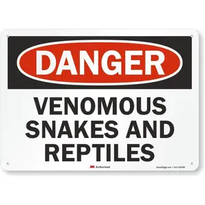 Danger Venomous Snakes and Reptiles Safety Sign Tin Signs Caution Warning Sign Outdoor 8x12