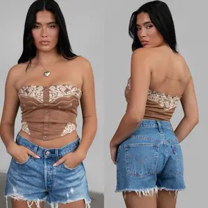 MONTANA Embroidered Suede Bustier Top