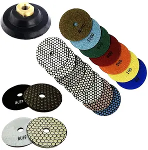 Diamond Polishing Pads 5 Inch Wet Dry Set 10 Pieces for Marble Quartz Stone Countertop Granite Concrete Polishing