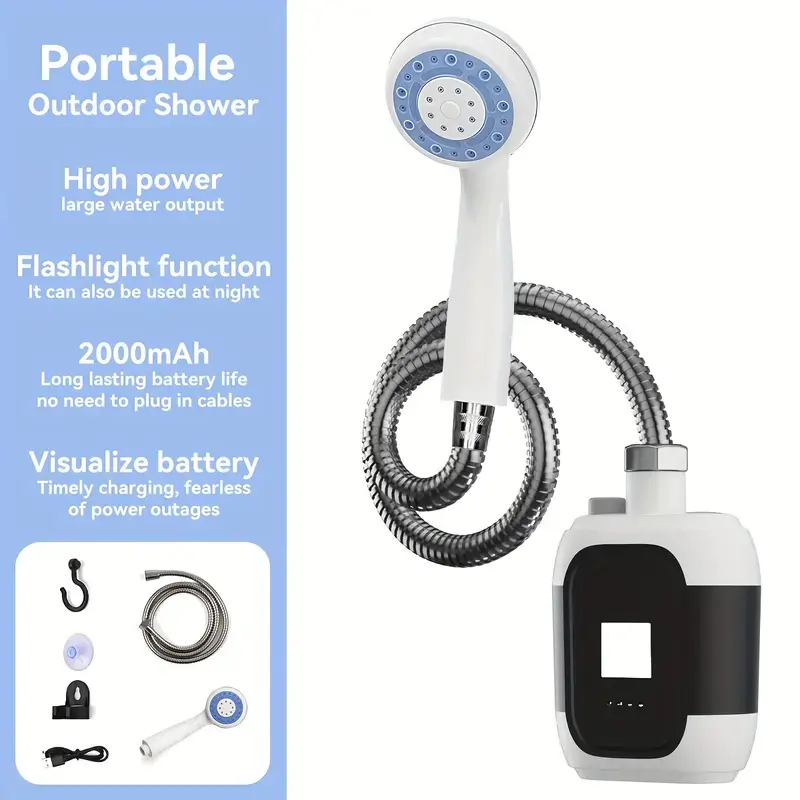 Portable Handheld Camping Shower Head with Pump - Travel Accessory for Family Trips, Garden Use, Household Appliance Needs