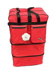 Red 36” Expandable Rolling Duffle Bag with 5 Wheels – Heavy Duty Travel Luggage