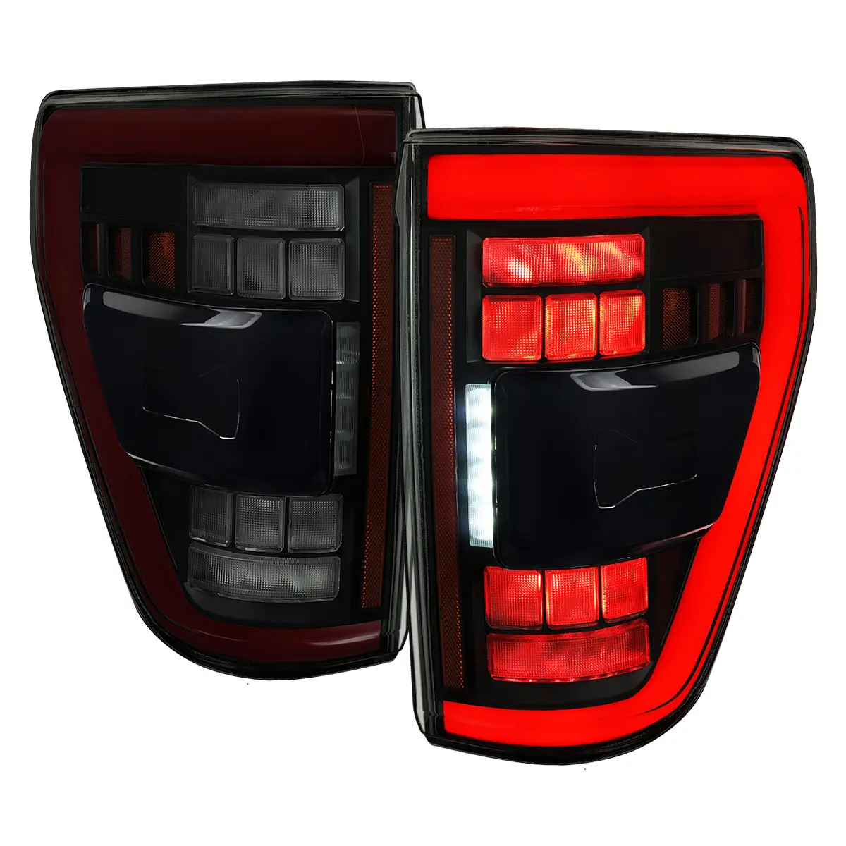 2021–2023 F-150 LED Tail Lights w/ Switchback Sequential Turn Signals (Smoked Housing / Clear Lens)