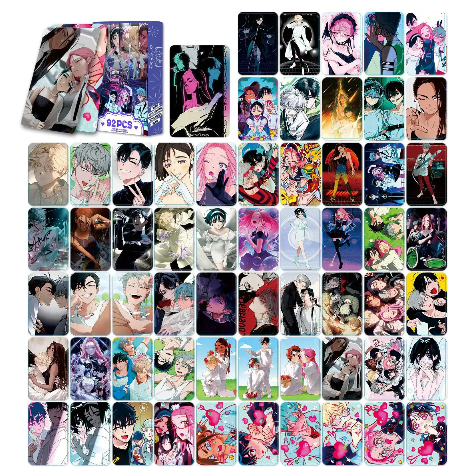 92Pcs/Set Alien Stage Lomo Cards Luka & Hyuna Character Photo Cards with Mini Stickers Anime Collectible Cards for Fans