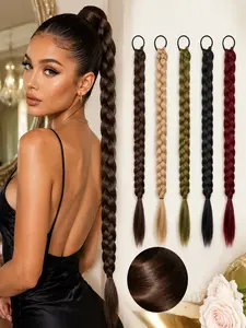 Women's Long Braided Ponytail Extension, 30 Inches Synthetic Hair Band, Curly Soft Hairpiece for Daily Use and Fashion Styling, Natural Look