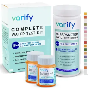 Varify 17 in 1 Complete Drinking Water Test Kit - 100 Strips + 2 Bacteria Tester Kits - Well, Tap, Home, City Water Testing Strip