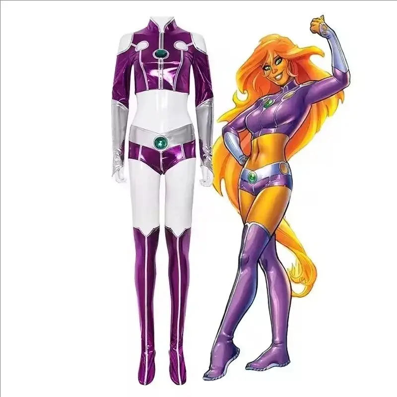 Anime TV cosplay set purple fantasy outfit new sexy Rosso Starfire bodysuit Halloween carnival party revival performance cost