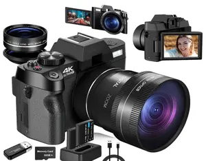 4K Digital Cameras for Photography, 48MP Vlogging Camera for YouTube with WiFi, 180° Flip Screen Compact Camera with Flash
