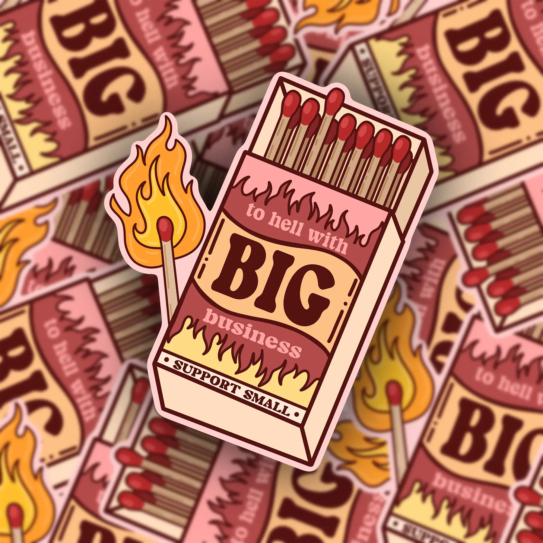 To Hell with Big Business Matchbox Vinyl Sticker
