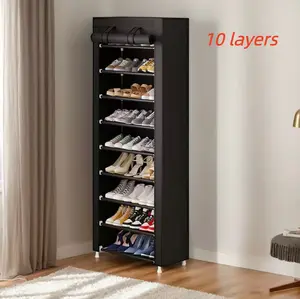 6/10-Tier Shoe Rack with Dust Cover, Shoe Storage Organizer Shelving Unit, Ideal for Hallways and Bedrooms