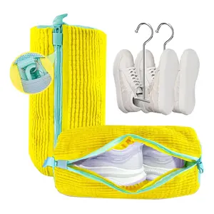 2Pcs Shoe Washing Machine Bag,Shoe Cleaning Bag for All Shoe Types,Laundry Shoe Bag for Washer and Dryer, Yellow