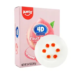 Amos Sweets Peach Gummy Candy - 4D Fruit Bursting Juice, Gluten-Free, 240g