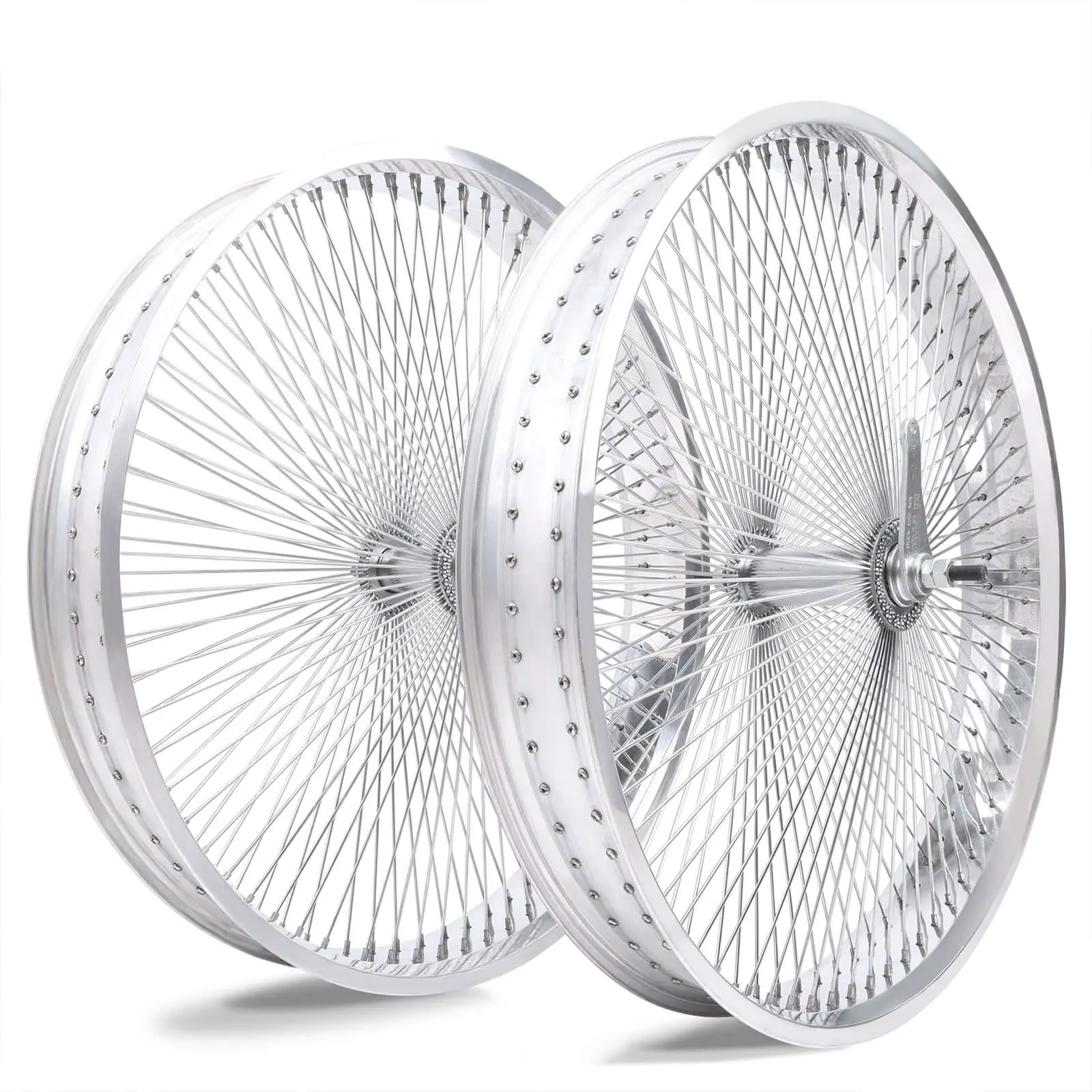 Tracer WH-TR7526140 26"x3"x13Gx140H Aluminum Polish FAT Rims Wheel Set.
