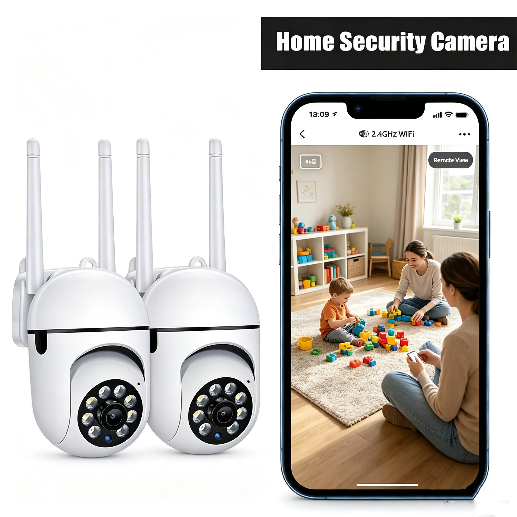 2 Pack Indoor Pan Tilt Security Camera, 1080P HD Baby Monitor, Full Color Night Vision, Human Motion Alert, Two Way Talk, 2.4G WiFi Bluetooth Pet Cam, Remote Phone View, SD & Cloud Storage Protecting your family's safety, the best gift