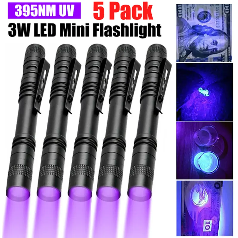 VASTFIRE Mini Pen-Shape High Lumens LED Lights Flashlight - 3W Aluminum 13.2cm Tactical Light with Clip, IPX4 Water Resistant, 1/2/5-Pack Non-Rechargeable Batteries, Currency Check, EDC Emergency Handheld Torches for Home Improvement