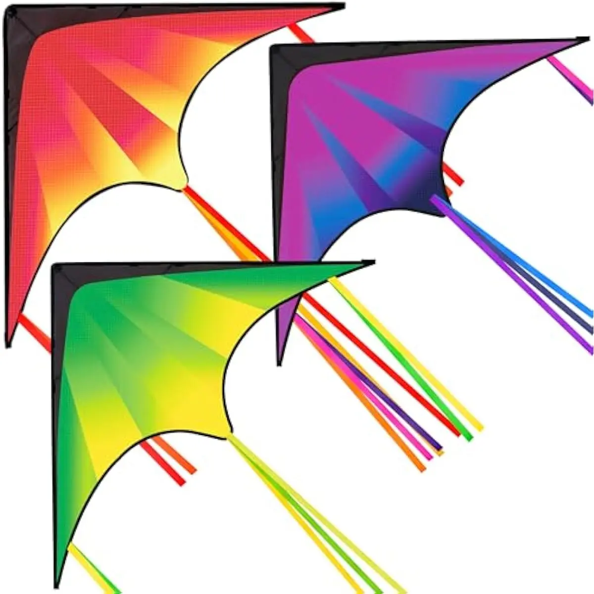 3 Packs Large Delta Kite Gradient Rainbow, Easy to Fly Huge for Kids and Adults, Large Delta Beach Kite for Outdoor Games and Activities