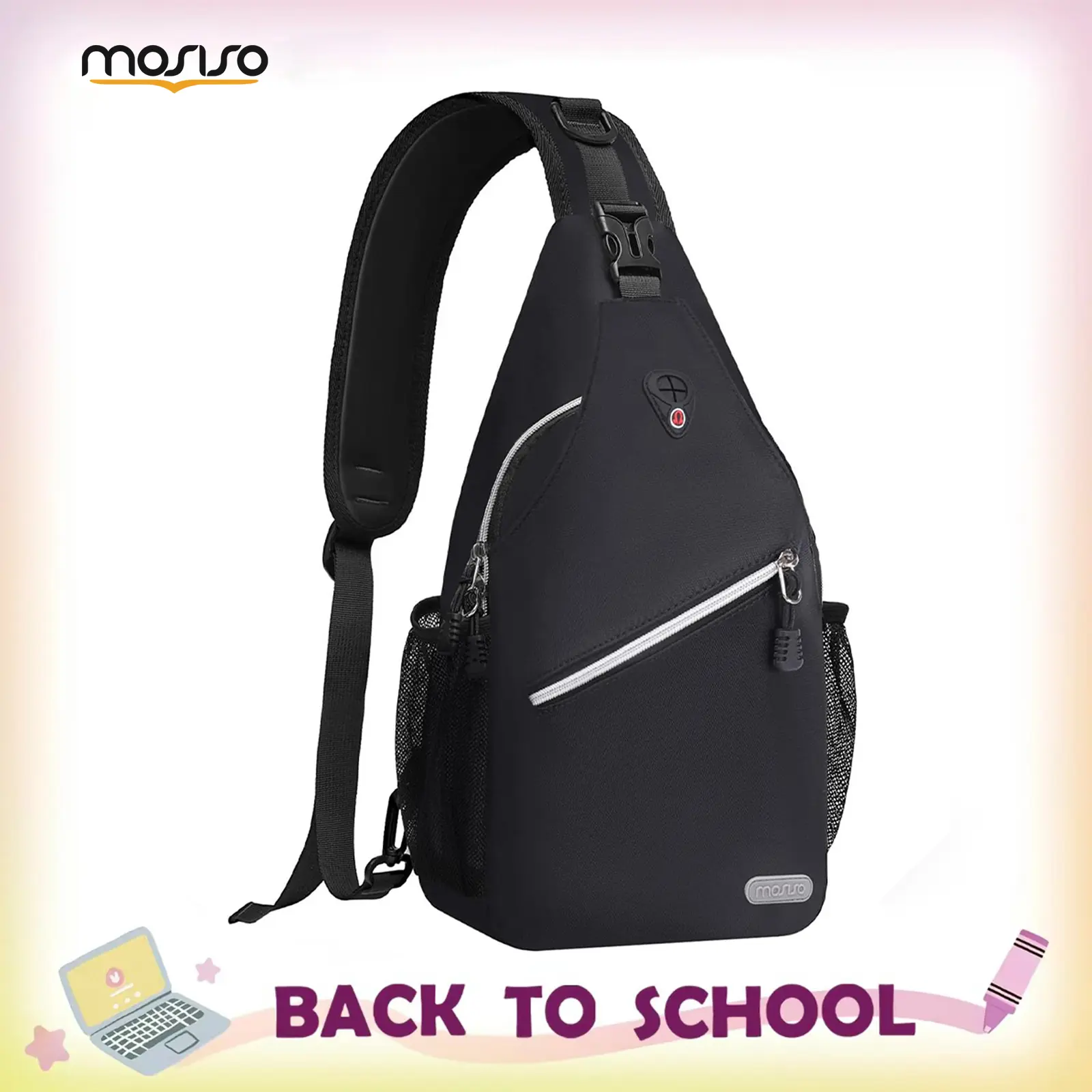 MOSISO Polyester Sling Bag for Adults, Versatile Crossbody Backpack, Lightweight Multifunctional Chest Bag with Multiple Pockets for Travel & Hiking, Versatile Bag, Unisex