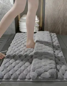 Soft Long-pile Bathroom Anti-slip Mat, Foot-wiping Bathroom Mat, Memory Foam Bathroom Anti-slip Mat, Upgraded Thickened Design, Easy to Clean, Water-absorbent and Non-slip, Available in Multiple Colors and Sizes, Machine-washable Anti-slip Mat