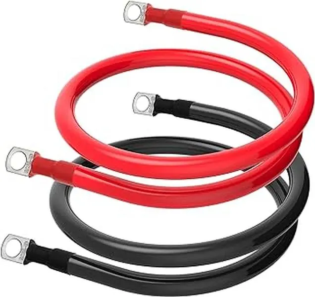 Heavy Duty 3FT Inverter Cable Set (2/0 AWG)  Super Thick Power Wires w/ 3/8” Lugs – Perfect for Solar, Batteries & Off-Grid Systems