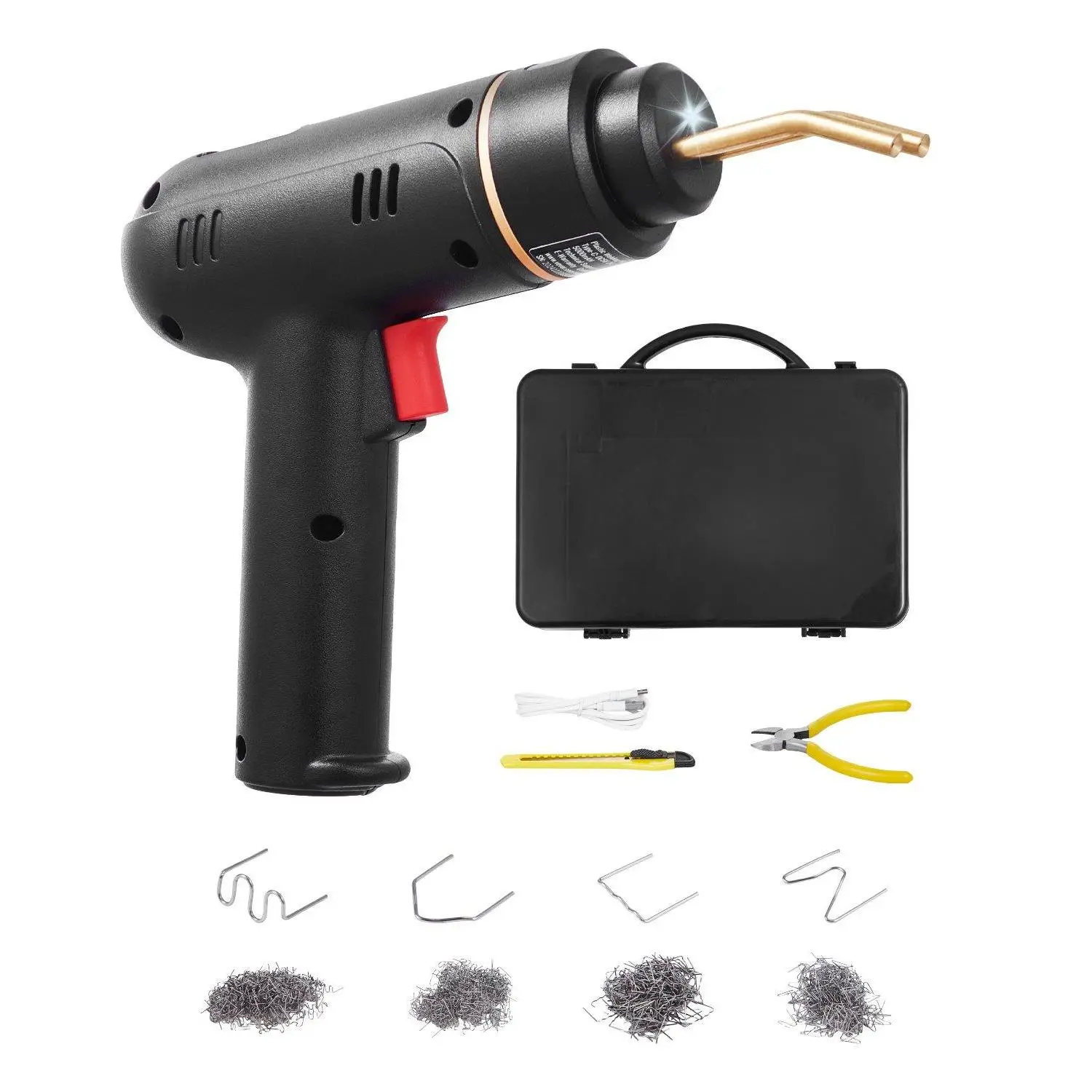 【Summerfinds】120W USB Rechargeable Cordless Plastic Welder Gun Kit, Lightweight Ergonomic Handle, 400 Staples, Diagonal Pliers Included Plastic Repair Tool Set