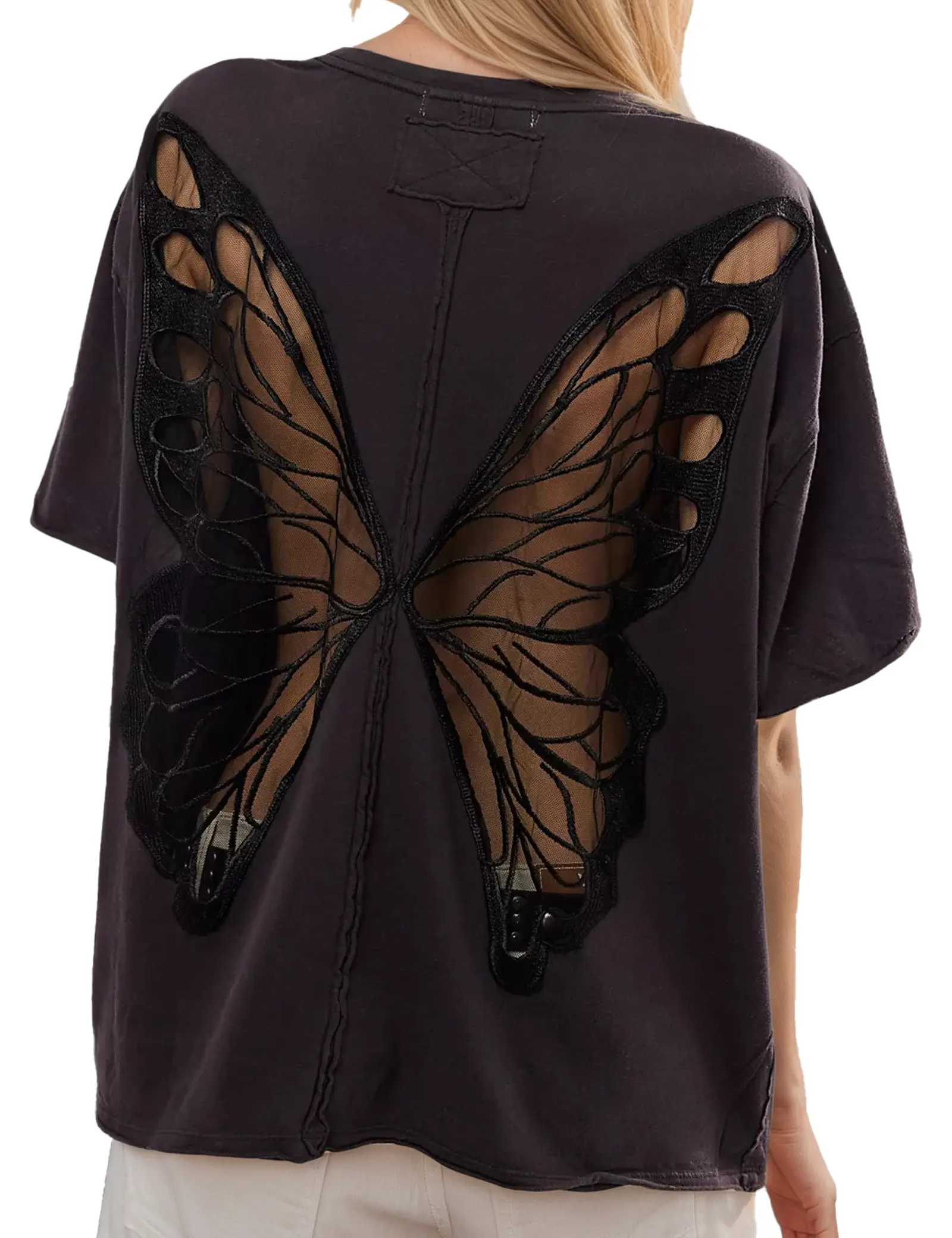 Women's Gothic Sheer Butterfly T Shirts Short Sleeve Goth Fairy Tops Oversized Tee Streetwear 2026 Alternative Clothes fashion deals women us a festive wear fyp slogan